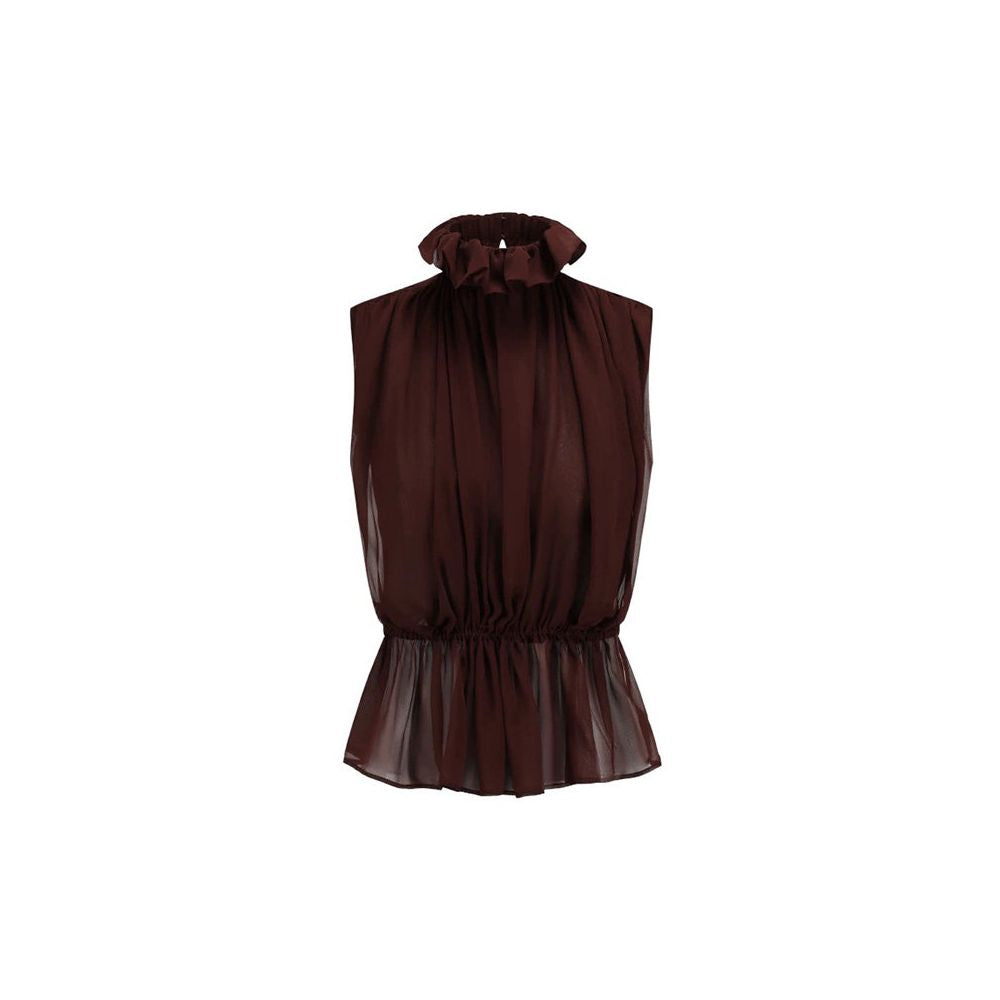ASAYA7423 – Élan Sheer Ruffle Blouse 🤎✨