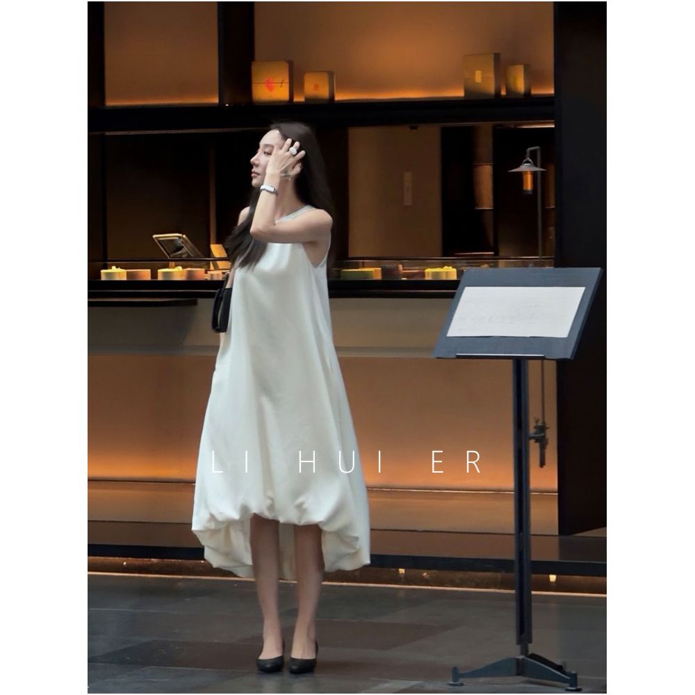LiHuiEr Li Huier Tingyun Summer Style Round Neck White Tulip Dress Women s Sleeveless Vest Dress image 1