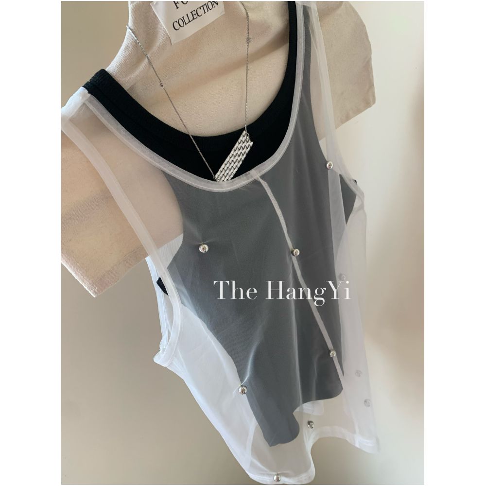 ASAYA7448 – Crystal Veil Mesh Tank ✨🫧