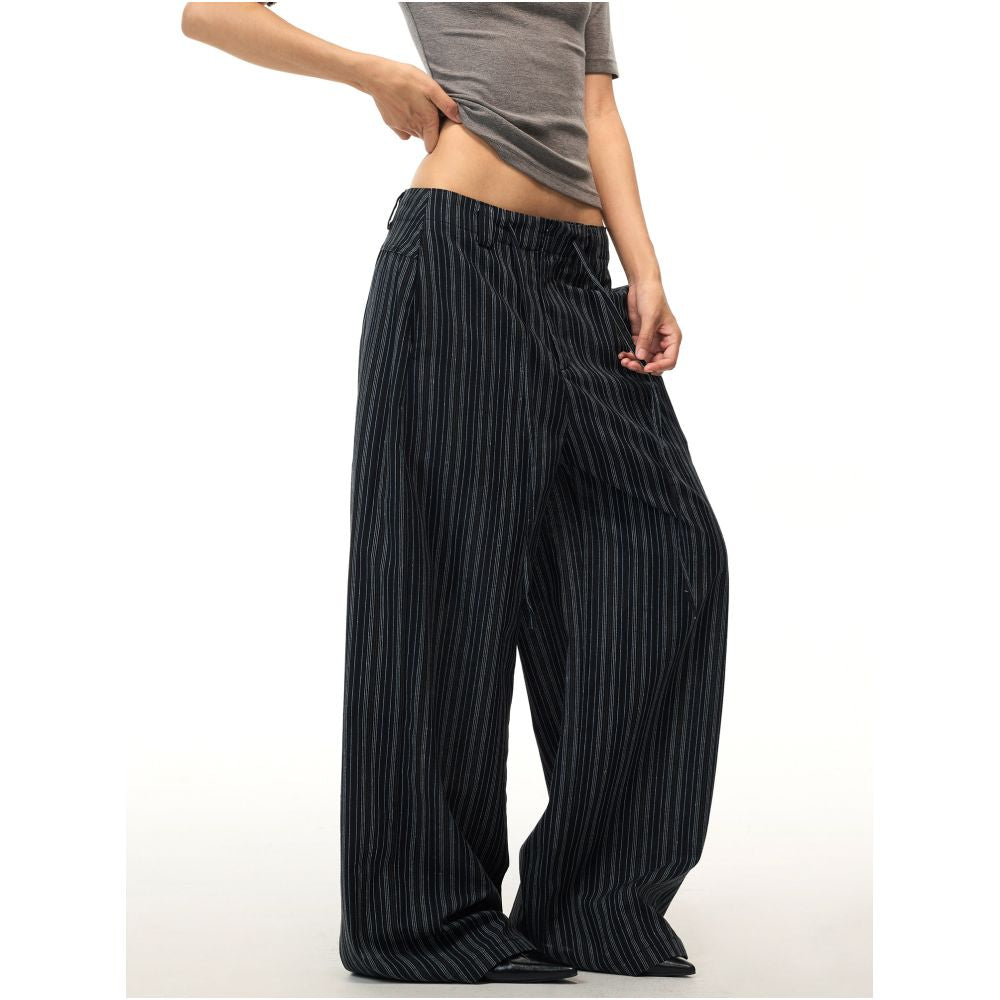 THUMPUP American Retro Striped Cotton Linen Casual Pants for Men and Women Loose Straight Leg High End Wide Leg Pants image 1