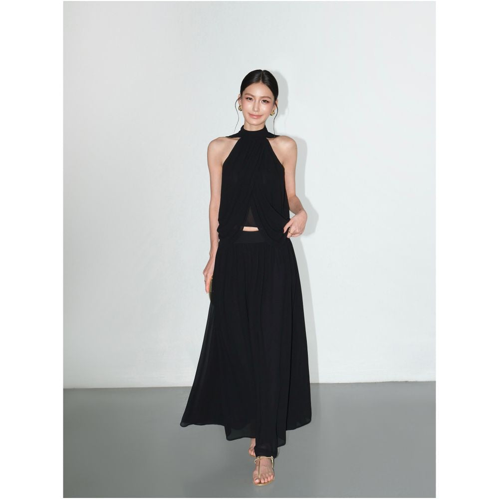 ASAYA7451 – Élan Draped Cape Set 🖤✨