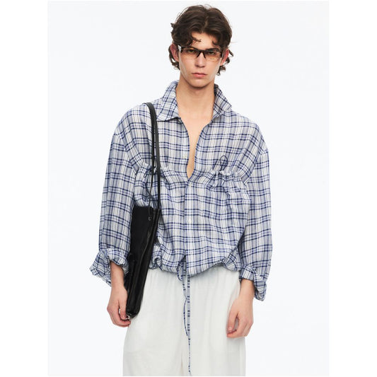 ASAYA7455 – Airy Utility Drawstring Shirt 🩵🖤