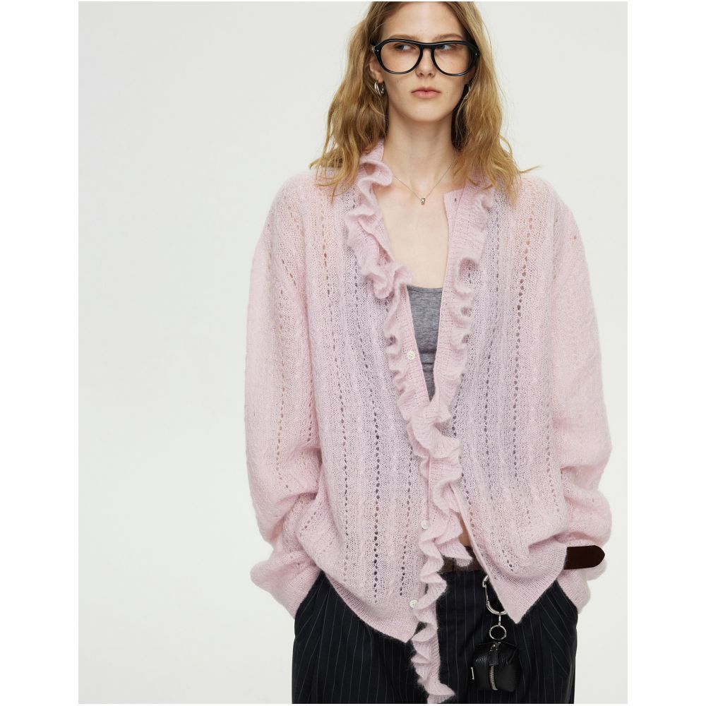 ASAYA7456 – Cloud Mohair Air-Knit Cardigan ☁️🩶