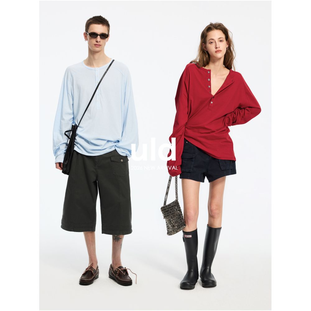ULD Air Linen Textured All Season Henley Collar Polo Long Sleeve Textured T Shirt image 2