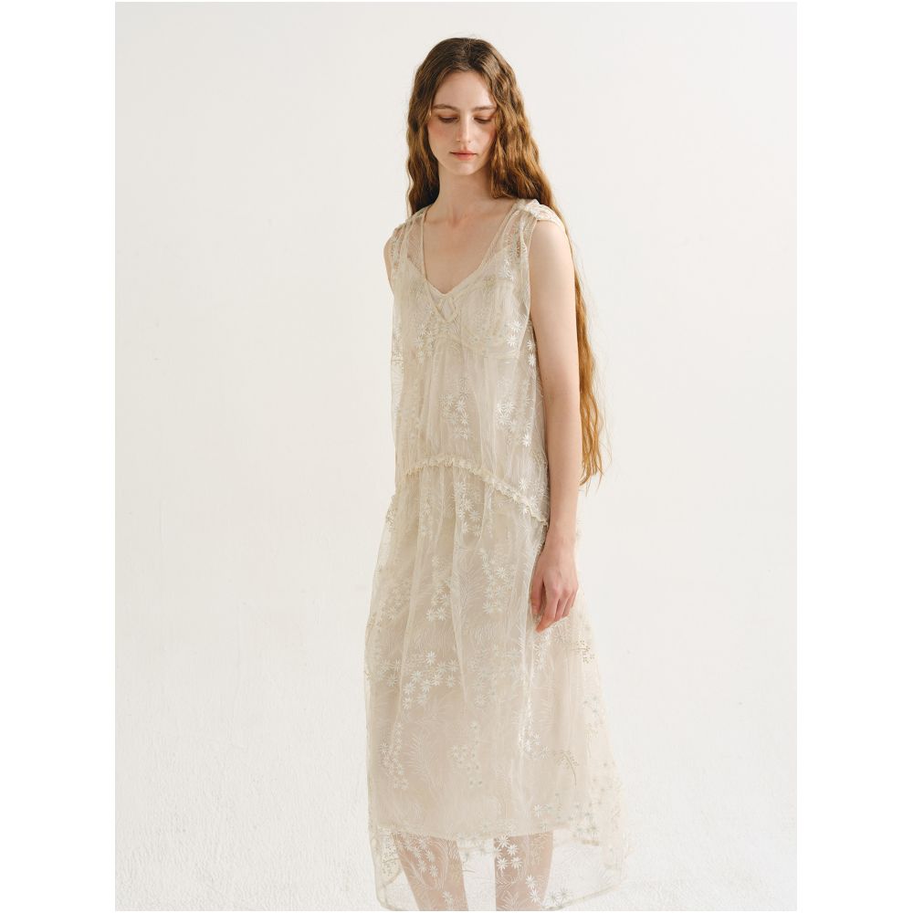 MANEatelier designer brand embroidered mesh two piece vest dress for women French style niche dress image 0