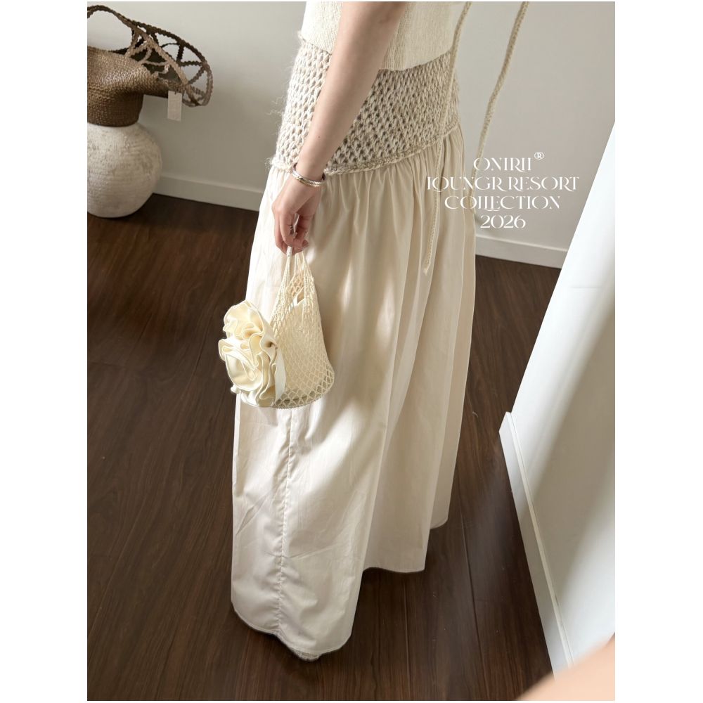 3 23 Matching Sway Resort Collection Hand woven Blend French Relaxed A line Maxi Skirt image 4