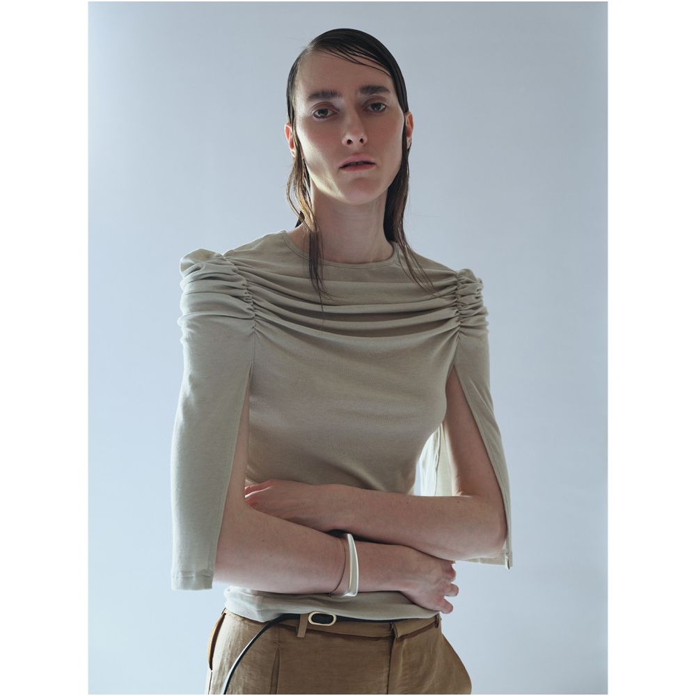 ASAYA7546 – Draped Cape Sleeve Top 🖤✨