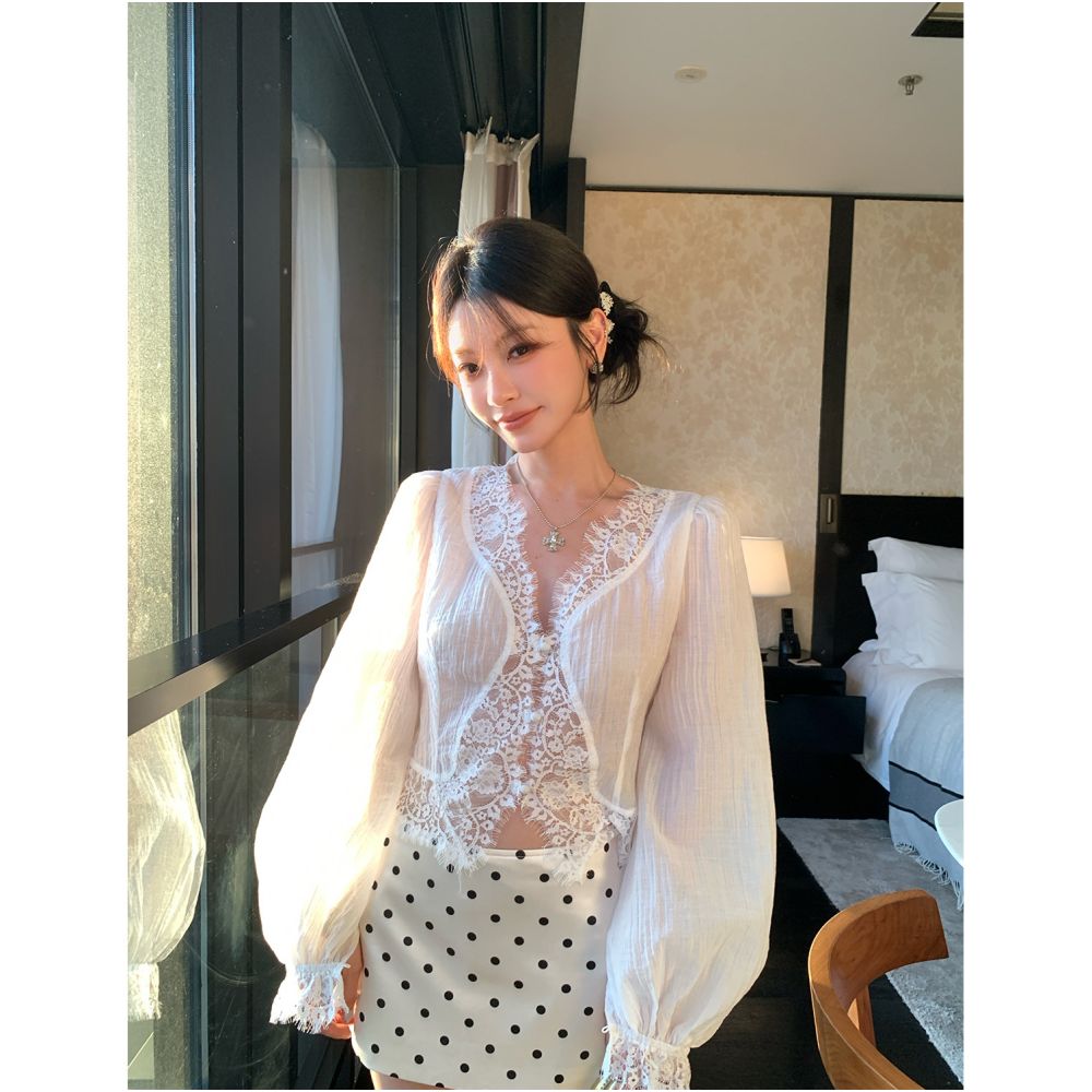 ASAYA7559 – Ivory Romance Lace Blouse 🤍✨