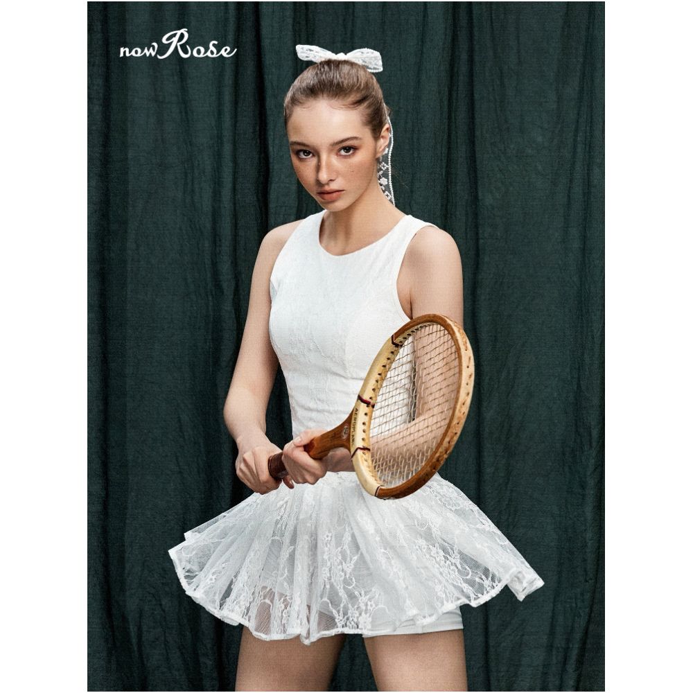 Official Authentic NowRose Original Women s Tennis Dress Lace Tennis Skirt Badminton Sports Dress image 3