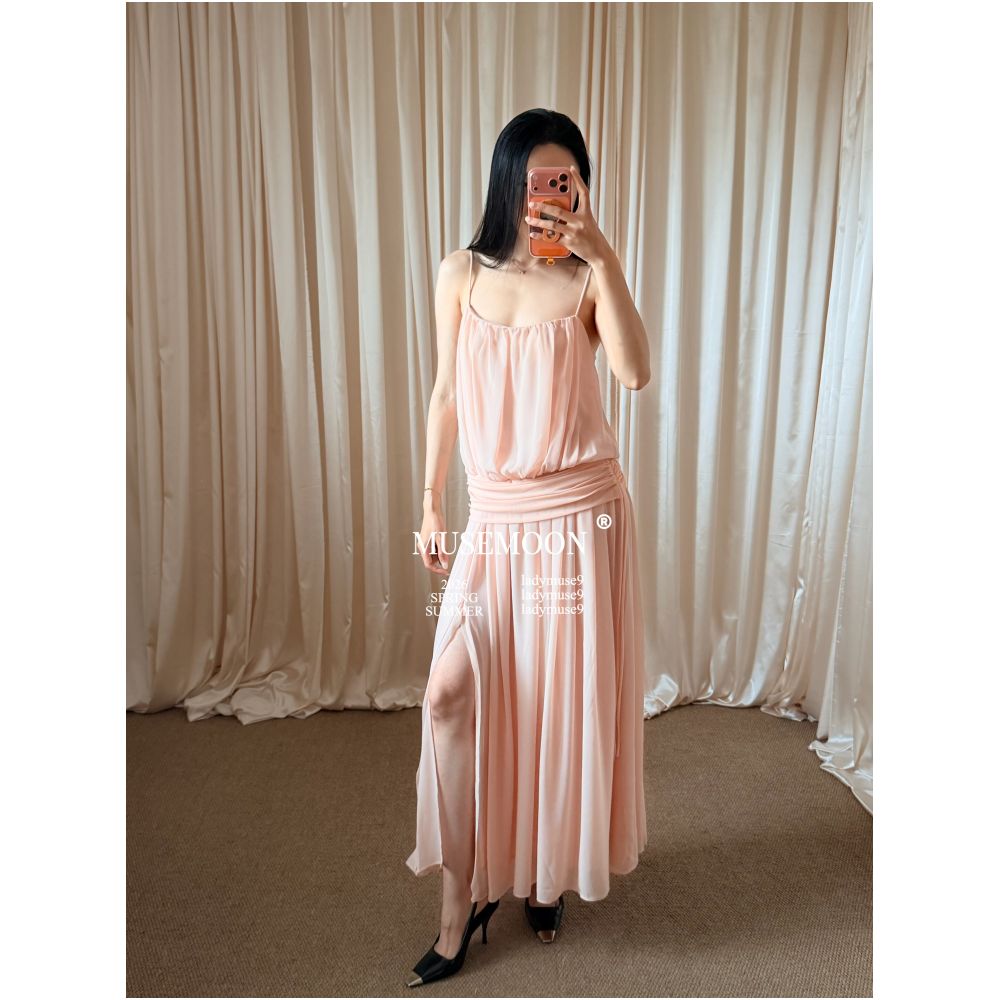 2 9MUSEMOON Australian BEC Misty Blue Flowy Waist cinching Slip Dress Exudes a Cool Relaxed and Elegant Feel image 1