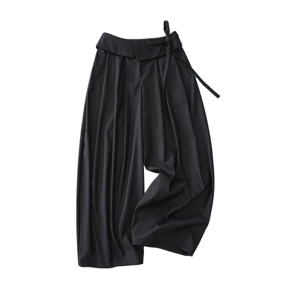 ASAYA7577 – Sculpted Fold Wide-Leg Pants 🖤✨