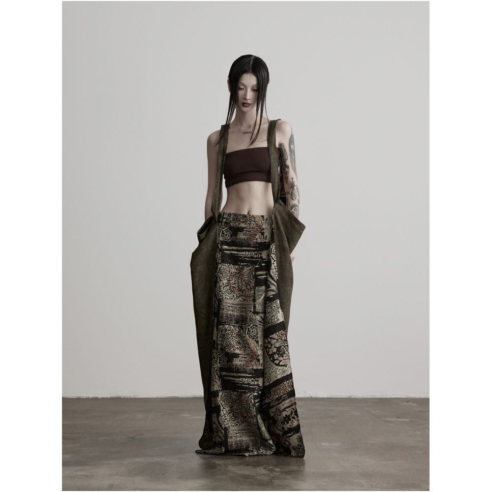 INDULGE Lyocell Double sided Print Multi wear Wrap style Straight Midi Skirt Long Skirt image 0