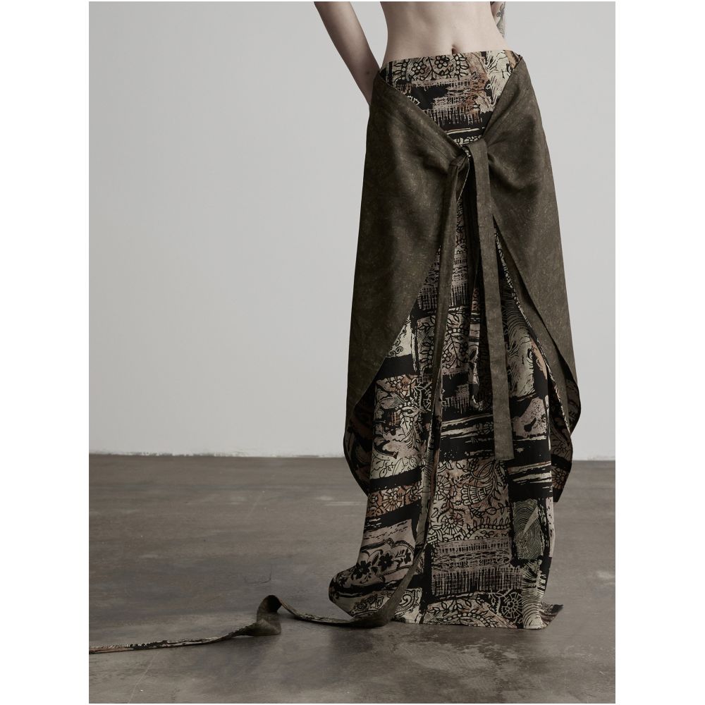 INDULGE Lyocell Double sided Print Multi wear Wrap style Straight Midi Skirt Long Skirt image 1