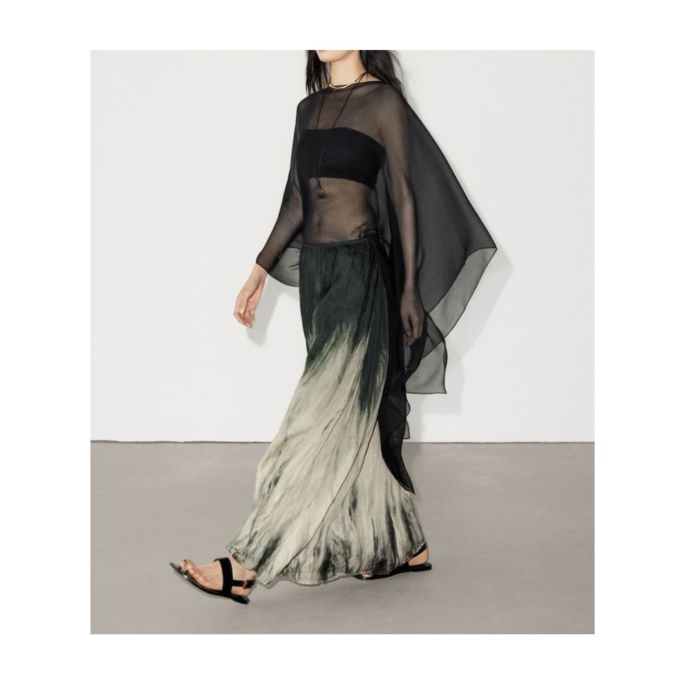 Original 100 genuine silk sheer and flowing ethereal white black and pink irregular shawl top sun protection cape image 0