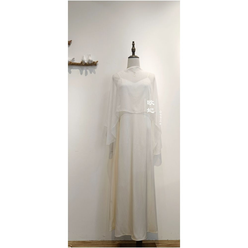 ASAYA7587 – Élan Sheer Silk Cape Top 🖤✨