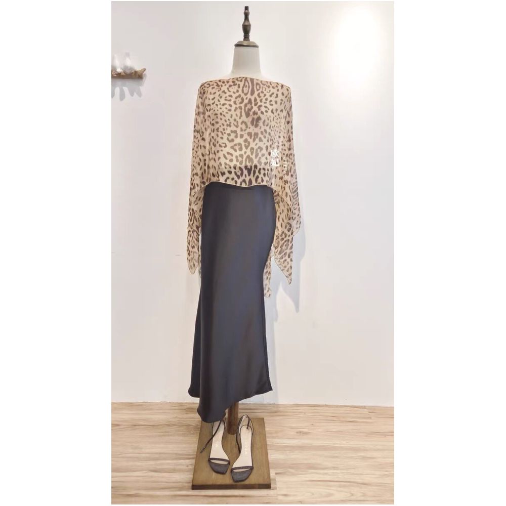 ASAYA7587 – Élan Sheer Silk Cape Top 🖤✨