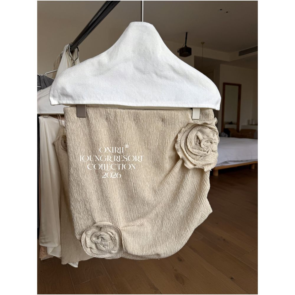 6 19 Magda Exquisite Resort Collection Linen Gold Pleated 3D Floral Slim Fit Midi Skirt image 4