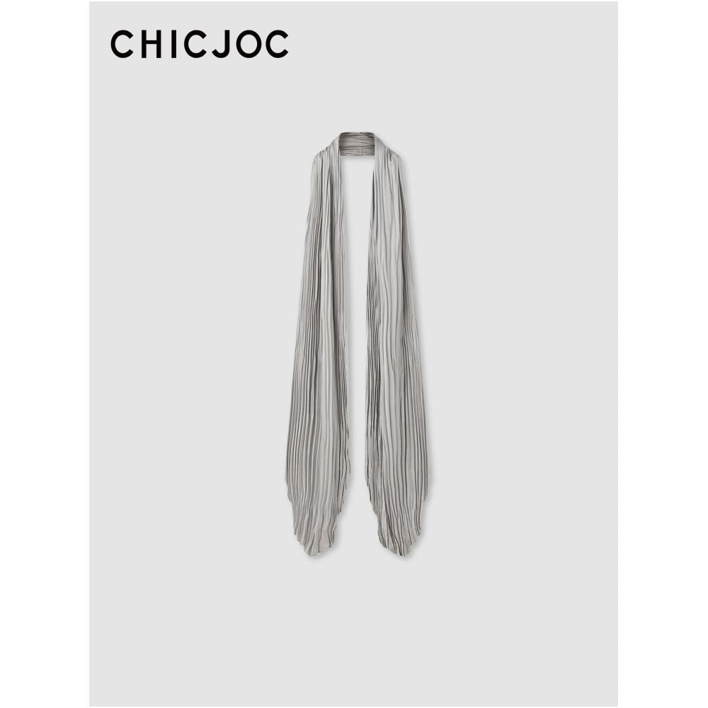 ASAYA7602 – Sculpted Silk Pleated Scarf ✨🤍