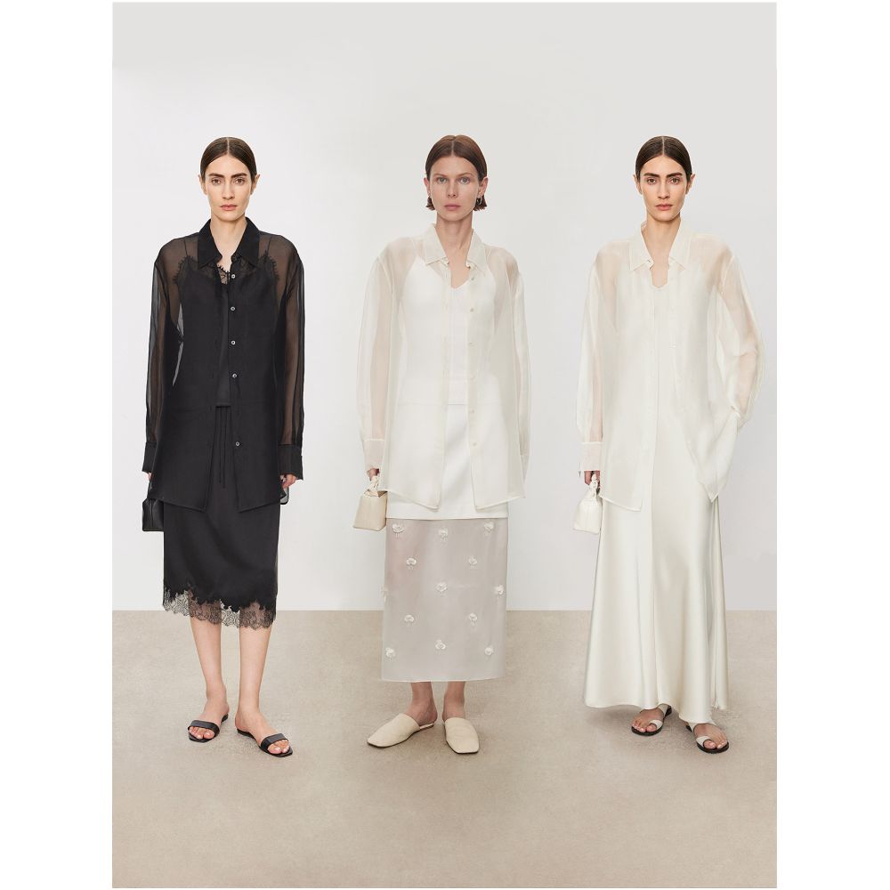 CHICJOC s dreamy sheer silk organza shirt is a bestseller offering a relaxed versatile and slim silhouette image 1