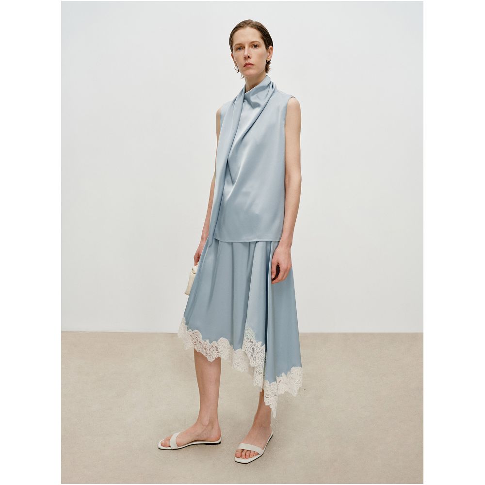 CHICJOC Multi Wear Scarf Style Pleated Vest Exclusive Upgraded Japanese Triacetate Double Sided Satin Fine Rolled Edge Vest image 2