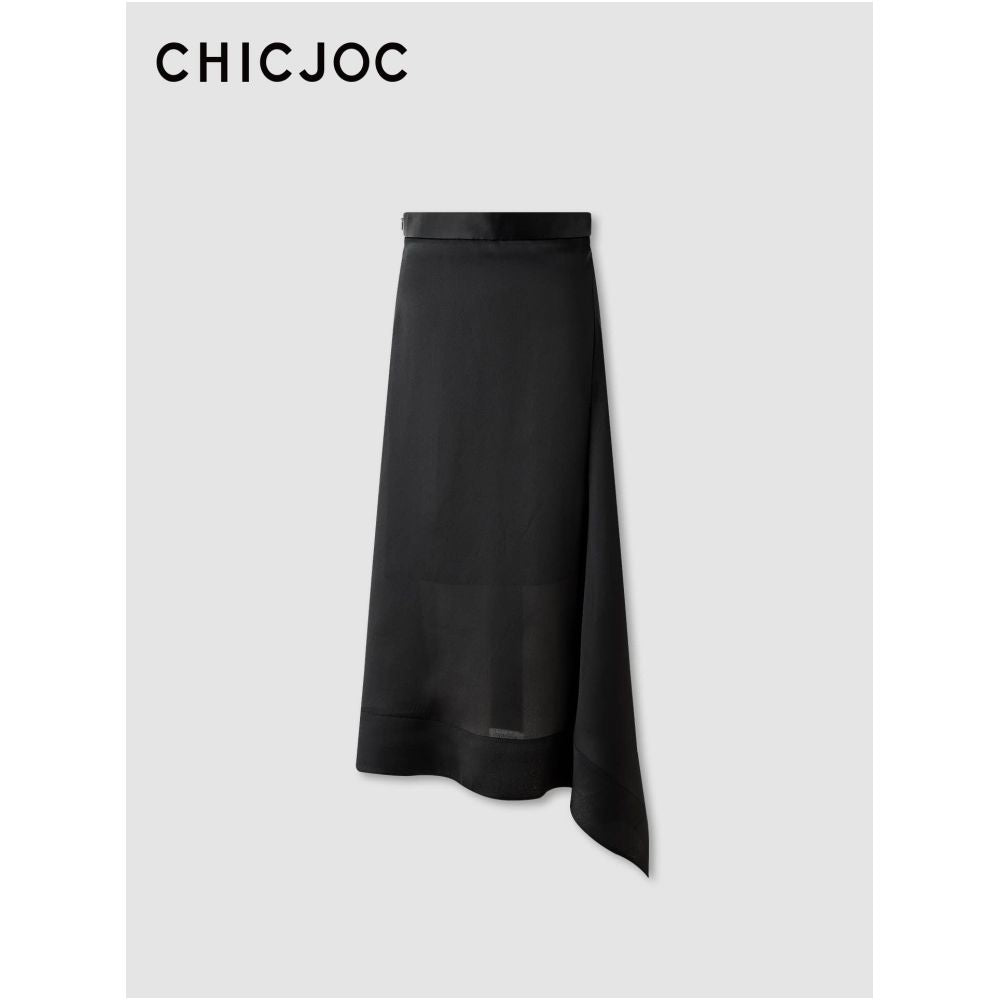 ASAYA7608 – Asymmetric Sheer Silk Skirt 🤍🖤