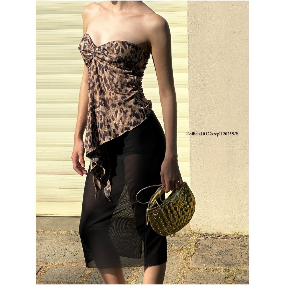 0122stepll Wild Heart Leopard Print Vest Sexy and Hot Feminine Design Backless Strapless Top image 1