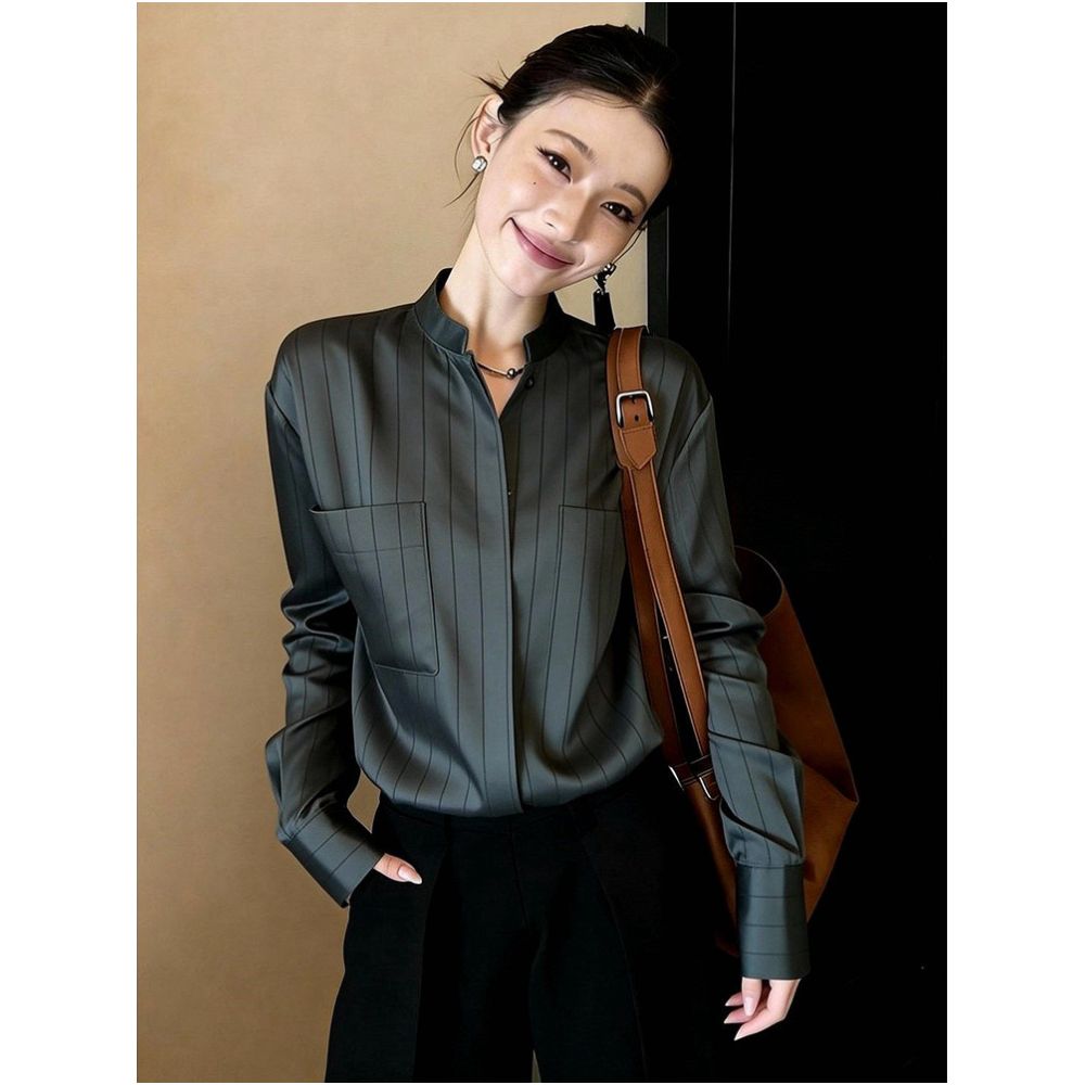 2026 Early Autumn New Arrival Green Shirt for Women A Versatile High End Gentle Fashionable and Youthful Style image 2