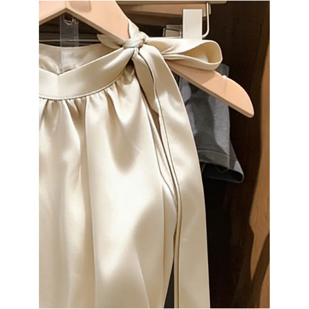 Discontinued from department stores High end designer silk halter neck vest new summer style sleeveless unique French inspired top for women image 3