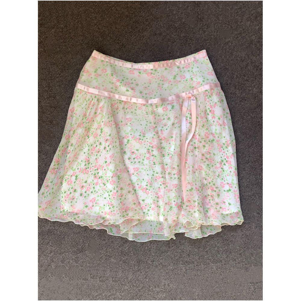 Brand name floral print tie waist midi skirt for women stylish youthful and incredibly beautiful short skirt image 0