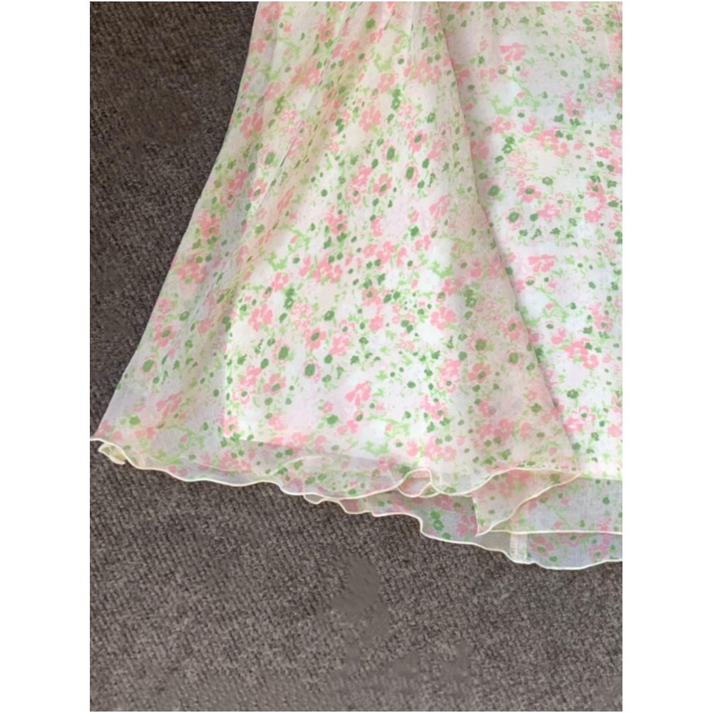 Brand name floral print tie waist midi skirt for women stylish youthful and incredibly beautiful short skirt image 3
