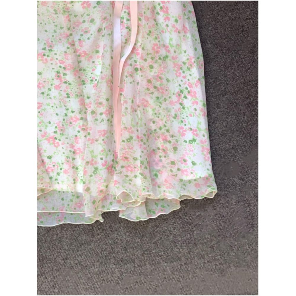 Brand name floral print tie waist midi skirt for women stylish youthful and incredibly beautiful short skirt image 4