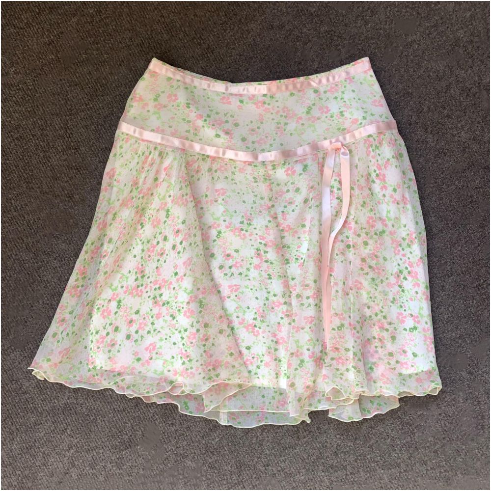 ASAYA7680 – Blush Meadow Chiffon Skirt 🌸🌿