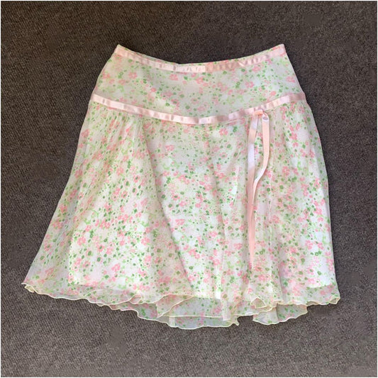 ASAYA7680 – Blush Meadow Chiffon Skirt 🌸🌿