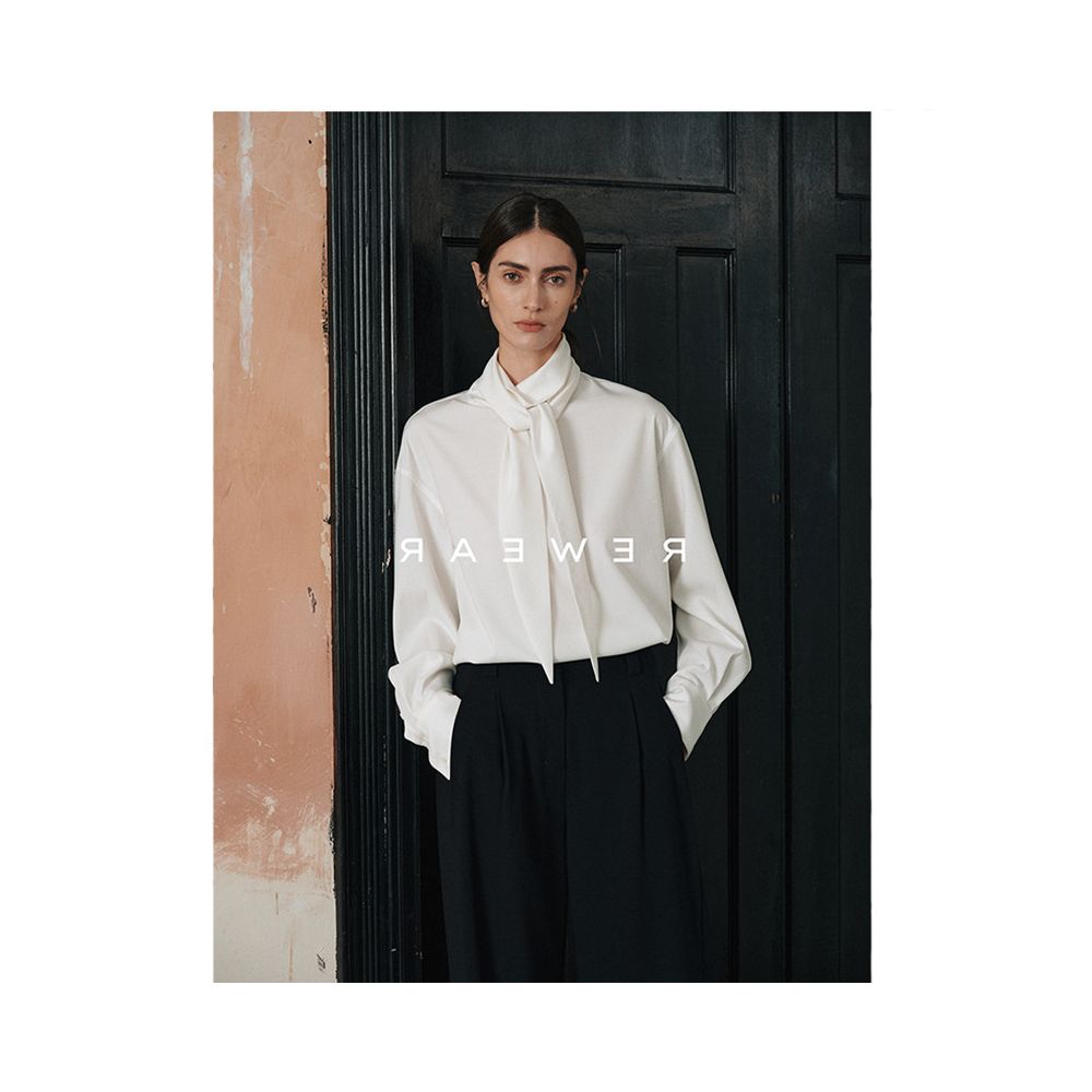 ASAYA7682 – Ivory Élan Tie-Neck Blouse 🤍✨