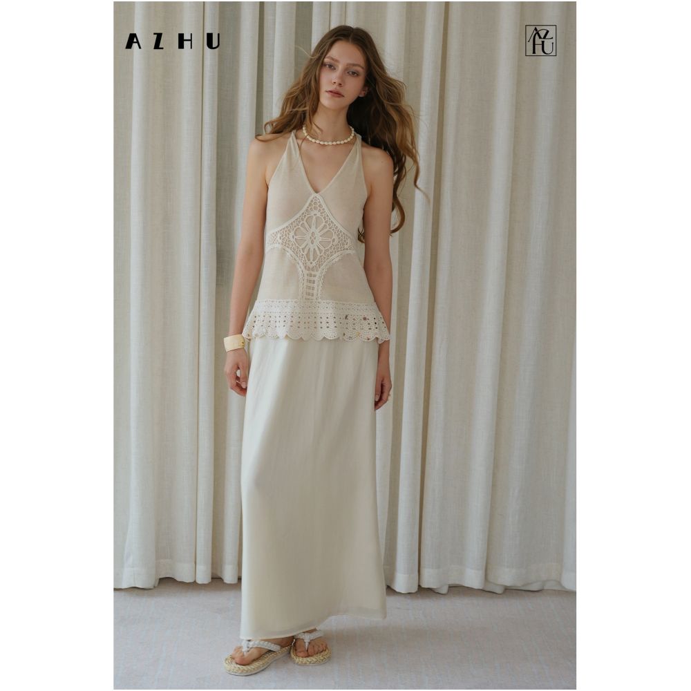 AZHU Breathable Two Piece Dress with Tencel Linen Knit Trim image 0