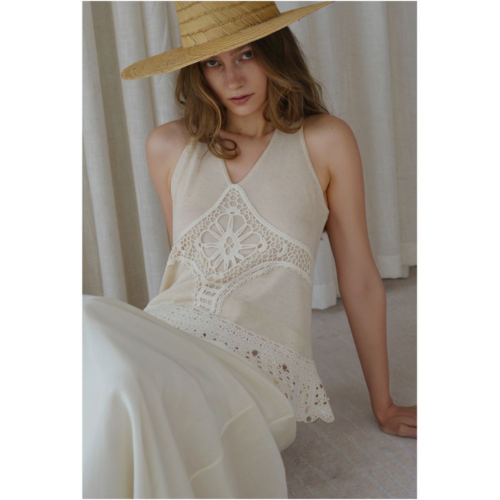 AZHU Breathable Two Piece Dress with Tencel Linen Knit Trim image 2
