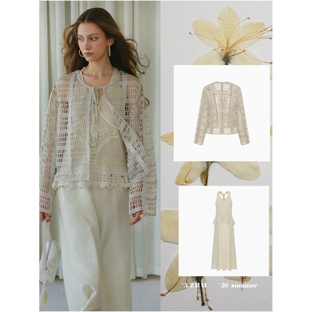 AZHU Breathable Two Piece Dress with Tencel Linen Knit Trim image 3