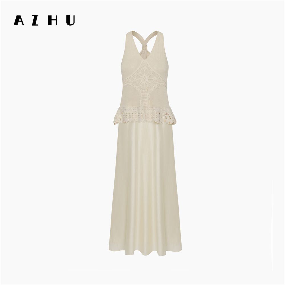 ASAYA7686 – Ivory Crochet Bohemian Maxi Dress 🤍🌿