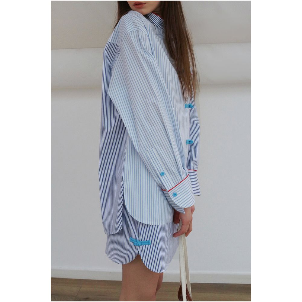 Clearance Sale 40 Off No Returns or Exchanges for Non Quality Issues Striped Shirt Set New Chinese Style Shirt Skirt and Pants image 2