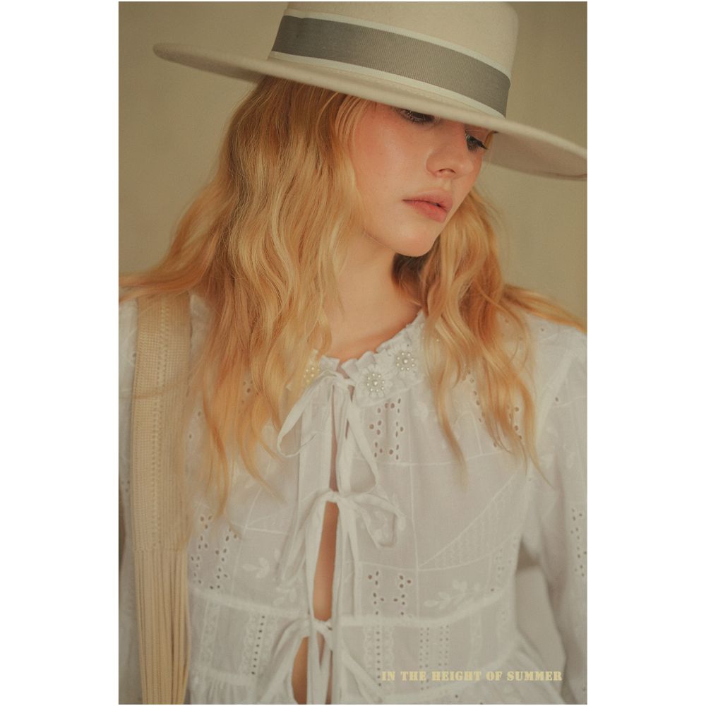 50 off clearance sale No returns or exchanges for non quality issues Three piece set including a hollowed out embroidered shirt skirt and lantern pants image 1
