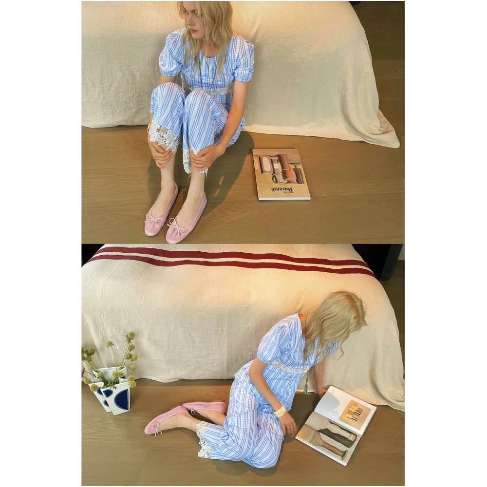 Clearance Sale 40 Off No Returns or Exchanges for Non Quality Issues Lace trimmed Backless Short Sleeve Shirt and Pants Set image 1