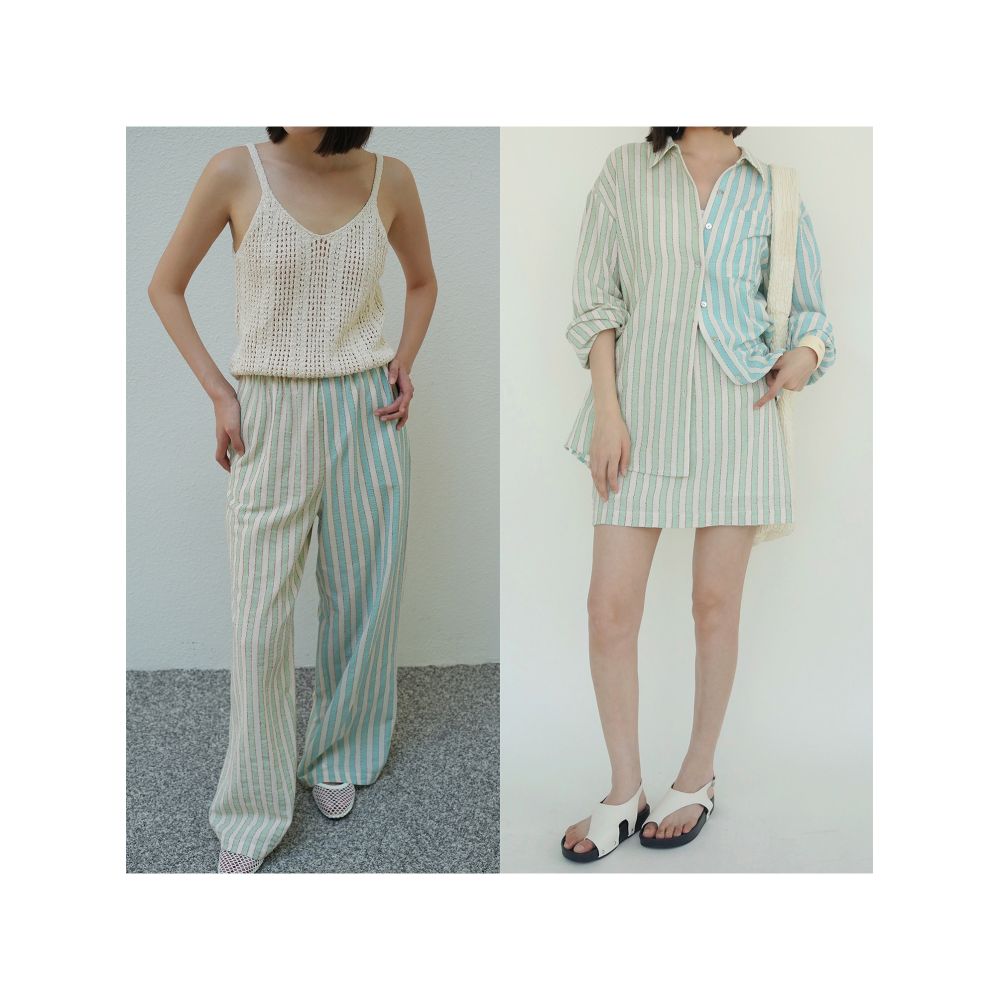 Clearance Sale 40 Off No Returns or Exchanges for Non Quality Issues Three Piece Set Shirt Striped Skirt Pants Summer Shirt image 2