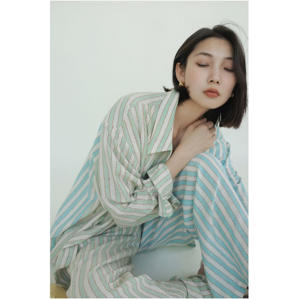 Clearance Sale 40 Off No Returns or Exchanges for Non Quality Issues Three Piece Set Shirt Striped Skirt Pants Summer Shirt image 3