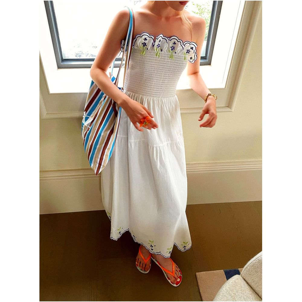 Clearance Sale 40 Off No Returns or Exchanges for Non Quality Issues Embroidered Romantic Vacation Strapless White Dress for Women image 3