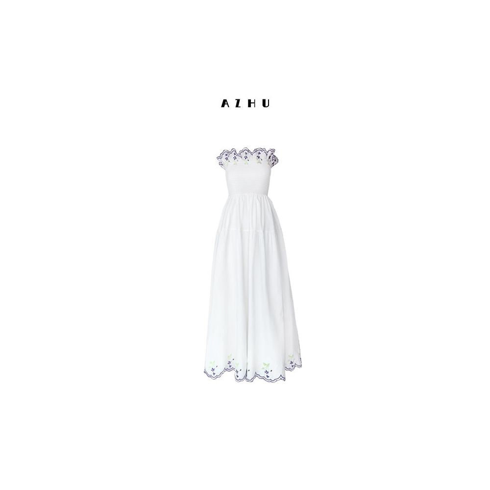 ASAYA7703 – Garden Bloom Embroidered Maxi Dress 🤍🌿