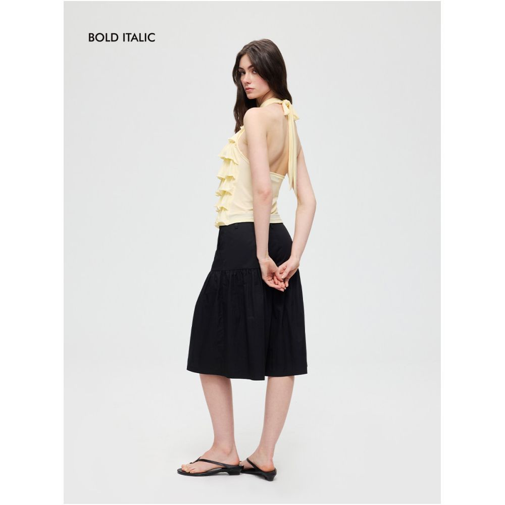 BOLD ITALIC Cake Style Halter Neck Backless Tank Top for Women Sleeveless Lace Up image 3