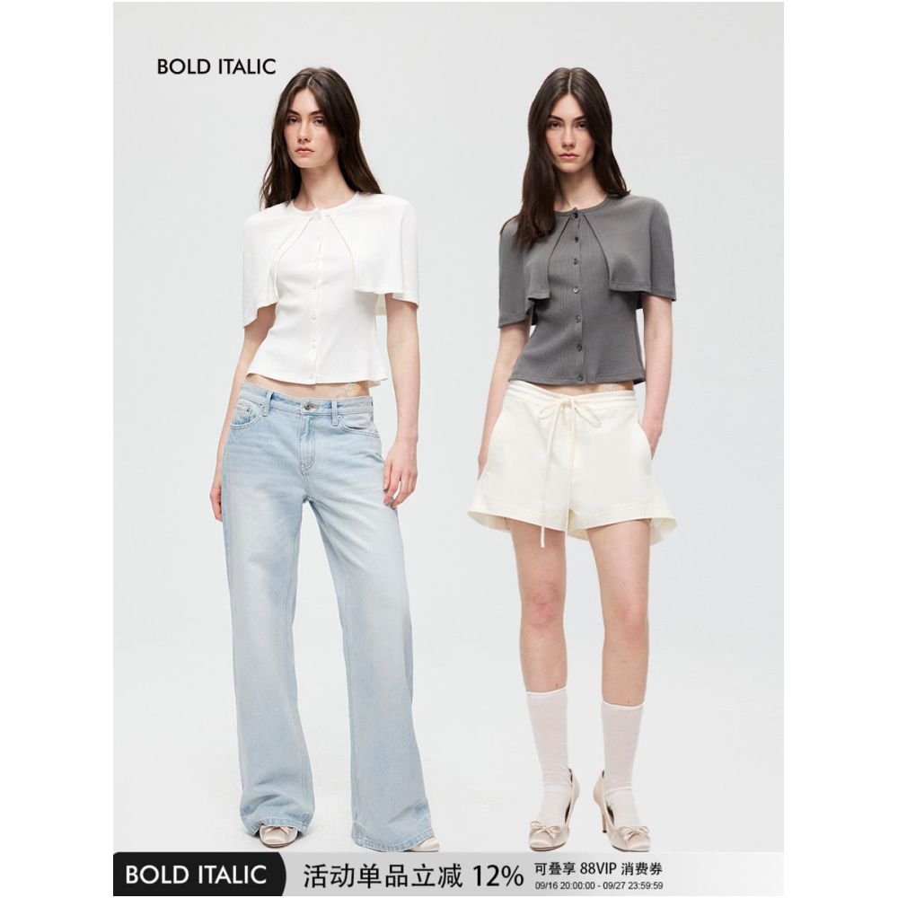 BOLD ITALIC Lyocell Faux Two Piece Cape Knit Cardigan Women s Summer Round Neck Slim Fit Short Sleeve T Shirt Top image 0