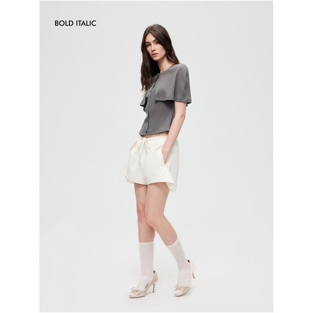 BOLD ITALIC Lyocell Faux Two Piece Cape Knit Cardigan Women s Summer Round Neck Slim Fit Short Sleeve T Shirt Top image 4