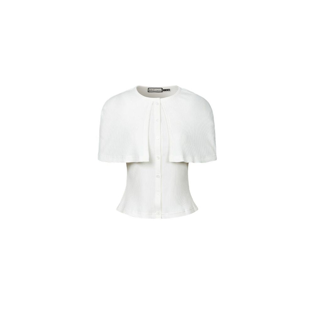 ASAYA7713 – Soft Cape Ribbed Top 🤍🩶