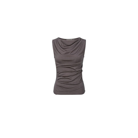 ASAYA7714 – Sculpted Drape Sleeveless Top 🤍🩶